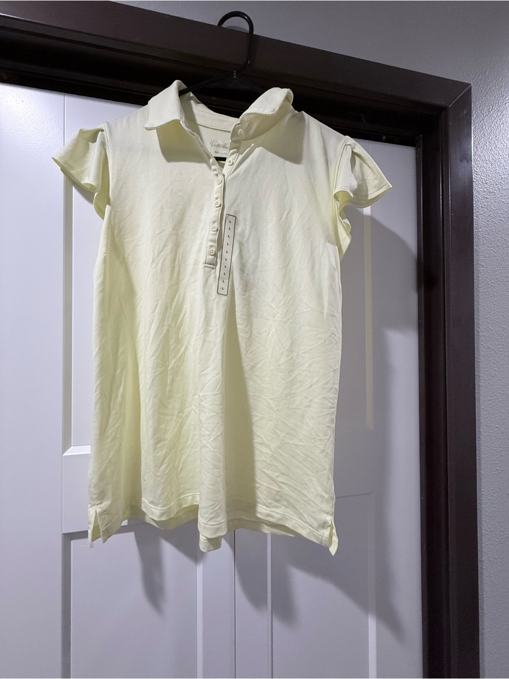 Walter Hagen Light Yellow Polo Blouse with Flutter Sleeves
